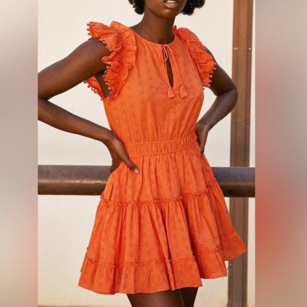 SAYLOR Tangerine Ruffle Mini Dress